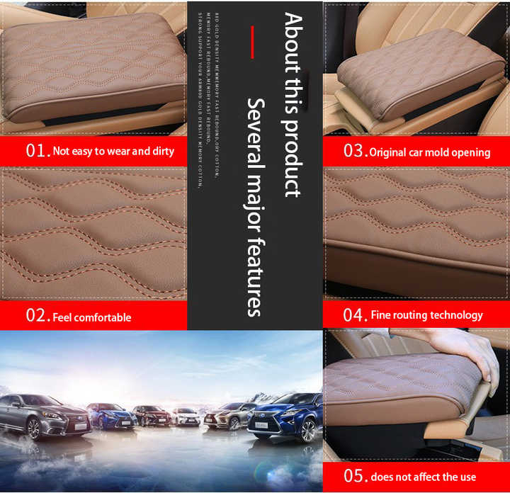 Copertura Bracciolo Auto Con Memory Foam - Impermeabile, 32x21cm, Design Onde D'Acqua