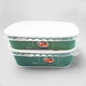 Kingwin Op Maat Gemaakte Recyclebare Wegwerp Biologisch Afbreekbare Voedselpapieren Doos Voedselcontainer Verpakkingsdozen Met Doorzichtig Deksel