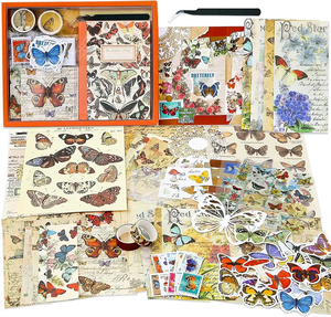 Kit de suministros de álbum de recortes de estética Vintage, Kit de flores DIY, diario de basura, pinzas, cuadrícula A6, cuaderno, papelería para adolescentes y niñas - Product Image 6
