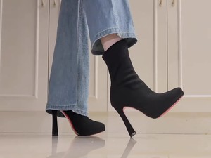 Nuevas Botas de Tobillo con Tacón Grueso para Mujer, Otoño, Invierno, Verano, Color Sólido, Cierre de Velcro, Impermeables, Ligeras, Tacón Alto, Malla, Estilo Caballero - Product Image 2