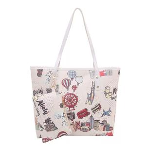 Bolso tote con estampado de paisaje urbano y bolsa a juego, bolso de hombro con ilustración de viaje vintage para mujer - Product Image 4