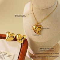 Parure de bijoux en acier inoxydable avec collier et boucles d'oreilles en forme de fleur et de cœur pour mariage, fiançailles, fête ou usage quotidien