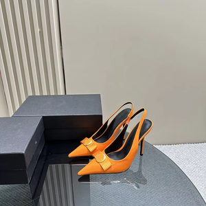 รองเท้าหนังแท้คุณภาพสูงสำหรับผู้หญิง ดีไซน์เซ็กซี่ แฟชั่นฤดูร้อน แบรนด์ดัง สีชมพู รองเท้าส้นสูง - Product Image 3