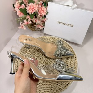 Scarpe da Sposa Eleganti da Donna con Punta Affusolata, Tacco 7,5 CM, Strass, Fiocco a Farfalla, Cinturino Trasparente alla Caviglia - Product Image 1