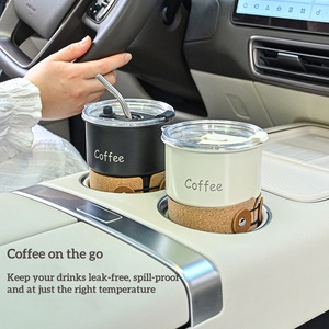 Kingze - Taza de Café de Acero Inoxidable de 14 oz al por Mayor, con Funda de Corcho, Antiderrames, Reutilizable, para Viajes en Auto, Oficina - Product Image 4