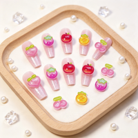 Breloques 3D en résine transparente à paillettes pour ongles, motifs fruits mignons (Pêche, Pomme, Cerise, Mangoustan), mini décorations pour ongles, manucure DIY sucrée
