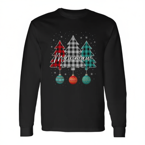T-shirt a maniche lunghe Mawmaw con albero di Natale, abbigliamento coordinato per la famiglia - Product Image 2