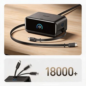 Anker Nano Mix 100W 6-in-1 GaN Desktop <b>Charging</b> Station With Retractable USB-<b>C</b> Cables 2500W AC Socket Multi Port Fast Charger - Product Image 5