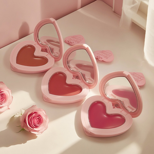 Alto pigmento personalizado 3 en 1 mejilla labio ojo cara tinte bolsillo en forma <span class=keywords><strong>de</strong></span> corazón mate maquillaje cremoso rubor crema con llavero - Product Image 5