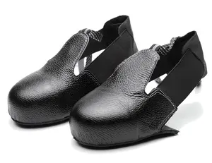 Cubierta de zapatos de seguridad antigolpes con cordones de cuero negro para uso de visitantes baratos con punta de acero