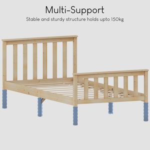 Lit simple en pin massif Inweto au design sophistiqué et au style moderne, avec tête de lit de 3 pieds et pied de lit haut pour chambre à coucher, naturel BF109 S - Product Image 6