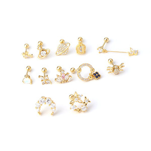 Boucles d'oreilles piercing en acier inoxydable avec barre de 0,8 mm en CZ |   Assortiment de clous d'oreille en cartilage pour hélix, tragus, lobe, pièces individuelles, pour mariage - Product Image 5