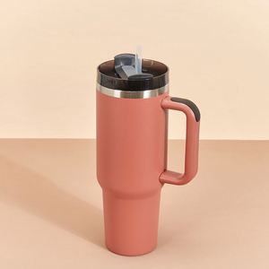 Double Wall Car H2.0 <b>Handle</b> Travel <b>Tumbler</b> 40oz Mug Lid <b>Straw</b> Anti-Slip OEM Custom Brand ODM - Product Image 4