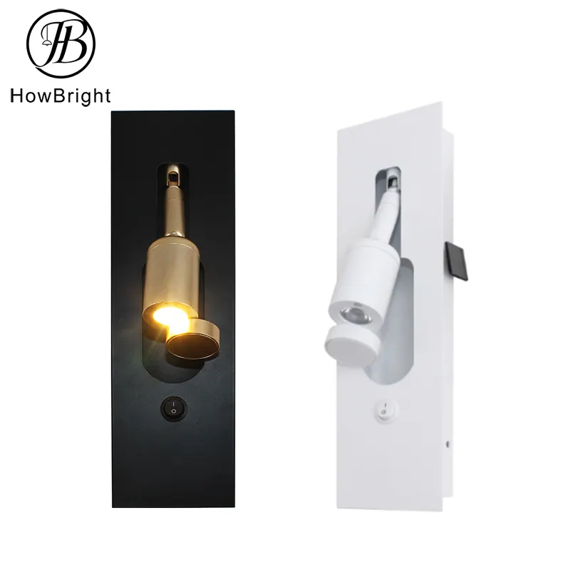 Lâmpada De Parede Interior De Alumínio Ouro Branco Preto Girando Led Wall Light com Tampa Ganso Pescoço Design Luz LED