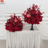 Fleurs et plantes décoratives SMS pour centres de table de mariage et événements, boule de fleurs artificielles en soie rose rouge, Anthurium, Orchidée