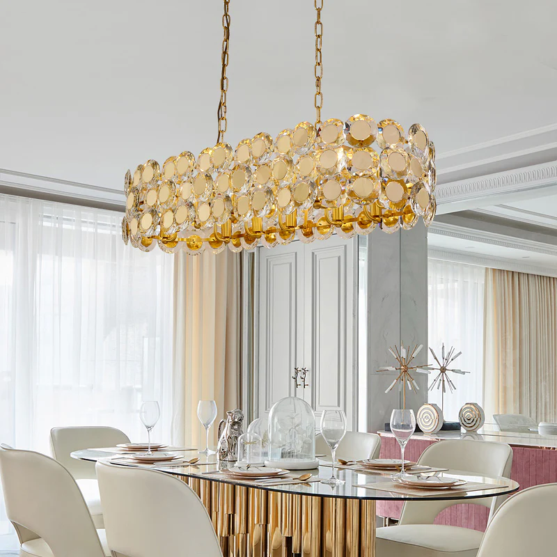 BGST Modern Steel Sheen Glass LED Dimmed Chandelier Living Room Round Crystal Light Decoration Luxury Hanging Lamps