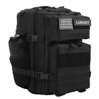 Sac de fitness tactique noir en polyester de haute qualité, sac à dos crossfit pour femmes avec porte-gobelet de 25l