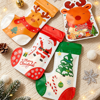 Pochette d'emballage de Noël spéciale en forme de sachet, refermable avec fermeture éclair, en Mylar, pour bonbons et chocolats