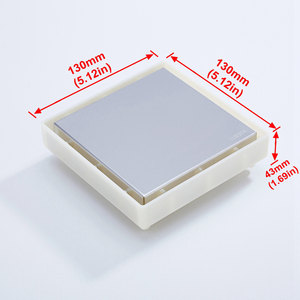 5 inch 130x130 Mét 304 Thép không gỉ và abs nhựa vô hình gạch vòi hoa sen xả giấu sàn bẫy gốm sàn cống - Product Image 5
