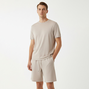 <span class=keywords><strong>Maglione</strong></span> OEM da <span class=keywords><strong>uomo</strong></span> estivo <span class=keywords><strong>leggero</strong></span> in <span class=keywords><strong>cotone</strong></span> e nylon, t-shirt in maglia, pantaloncini in maglia, set sportivo in maglia tinta unita. - Product Image 1