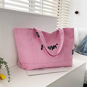 Low MOQ <b>Large</b> Canvas Tote Bag Women Blue Shoulder Tote <b>Handbags</b> for Travel - Product Image 6