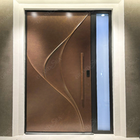 Luxury Modern 3D Carved Timber Wooden Solid Wood Exterior House Front Main Door Postmodern Design