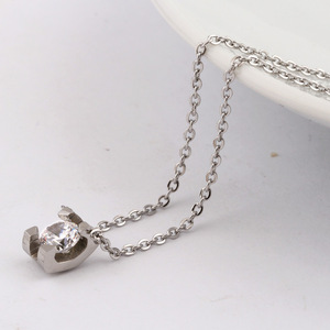 Collier géométrique en or rose et zircon pour femmes, chaîne de clavicule minimaliste, bijoux à porter au quotidien, cadeau - Product Image 2