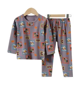 Caluby工場卸売1-9歳ホームウェア長袖コットンパジャマ子供パジャマ新しい男の子と女の子セットパジャマ