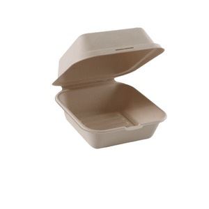Disposable Pulp Square Bento Box 15x15x4cm Biodegradable <b>Microwave</b> Safe Custom Logo Option Takeout Packaging for Cake Hamburger - Product Image 3