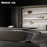 Escritorio Ejecutivo de Alta Gama, Mesa de Oficina Contemporánea con un Impresionante Patrón de Chevron, Muebles Premium para Oficina Moderna