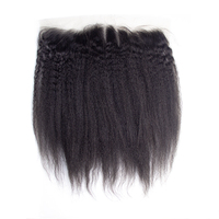 Extensions de cheveux humains indiens crépus raides avec fermeture permanente cheveux humains brésiliens Yaki avec fermeture à lacet haute qualité