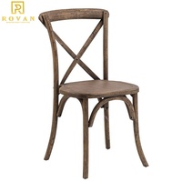Chaise ronde moderne en bois à dossier croisé, populaire et en promotion, pour café, restaurant, fête et mariage