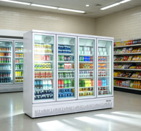 Congélateur vertical commercial à 3 portes, à température unique, avec vitrine en verre et éclairage LED, 220V, pour supermarché, pour la présentation de bières et de boissons