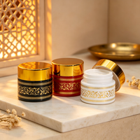 Pot en verre cosmétique de 100 L, couleur noire, écologique, pour crème pour le visage, avec couvercle à vis doré