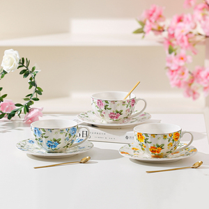 Wholesale Vintage <b>Tea</b> <b>Cup</b> <b>Set</b> of 2 Ceramic <b>Cup</b> and Saucer Floral Coffee <b>Cup</b> <b>Set</b> in Gift Box - Product Image 4