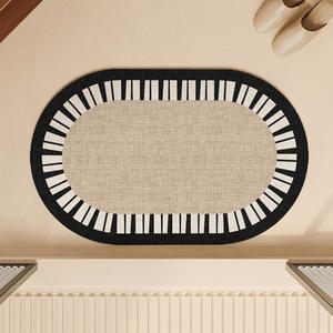 Alfombra de baño de forma ovalada, antideslizante, de secado rápido, absorbente, para uso doméstico, con diseño de color sólido. - Product Image 2