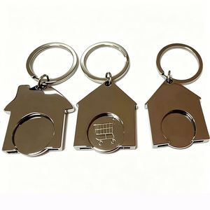 Luxury Supermarket Shopping Cart Chip Custom Logo Design Metal Keyring Trolley Token Coin Keychain Key Chain - Product Image 3