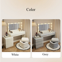 Table de toilette multifonctionnelle pour chambre à coucher, table de maquillage moderne blanche avec miroir et tabouret