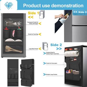Multi Pocket Hanging Organizer <b>Bag</b> for Refrigerator Top with Double Sides Storage for Kitchen Necessities - Product Image 4