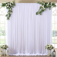 Cortina de Tul Transparente Europea para Bodas, con Varilla, de Poliéster, para Arco de Boda, Fondo, Decoración de Sillas para Fiestas y Eventos