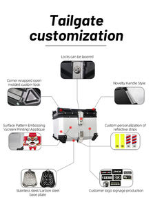 OTCO - Baúl Trasero para Motocicleta de Aleación de Aluminio, 45L, <span class=keywords><strong>Maleta</strong></span> de Viaje, Compatible con Todas las Motocicletas, Negro/Plateado - Product Image 5