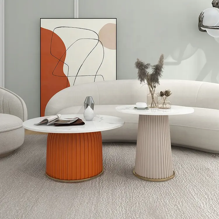 İskandinav döşemeli yuvarlak sehpa beyaz mermer masa sehpa seti oturma odası orta sehpa kahve minimalist