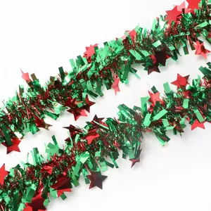 Holiday Time Christmas Ornaments with Star Colorful Ribbon Garland for Home Outdoor Indoor Decorations