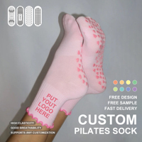 Chaussettes de sport pour femmes à volants en coton antidérapantes, avec logo imprimé, pour Pilates, ballet, yoga, personnalisables