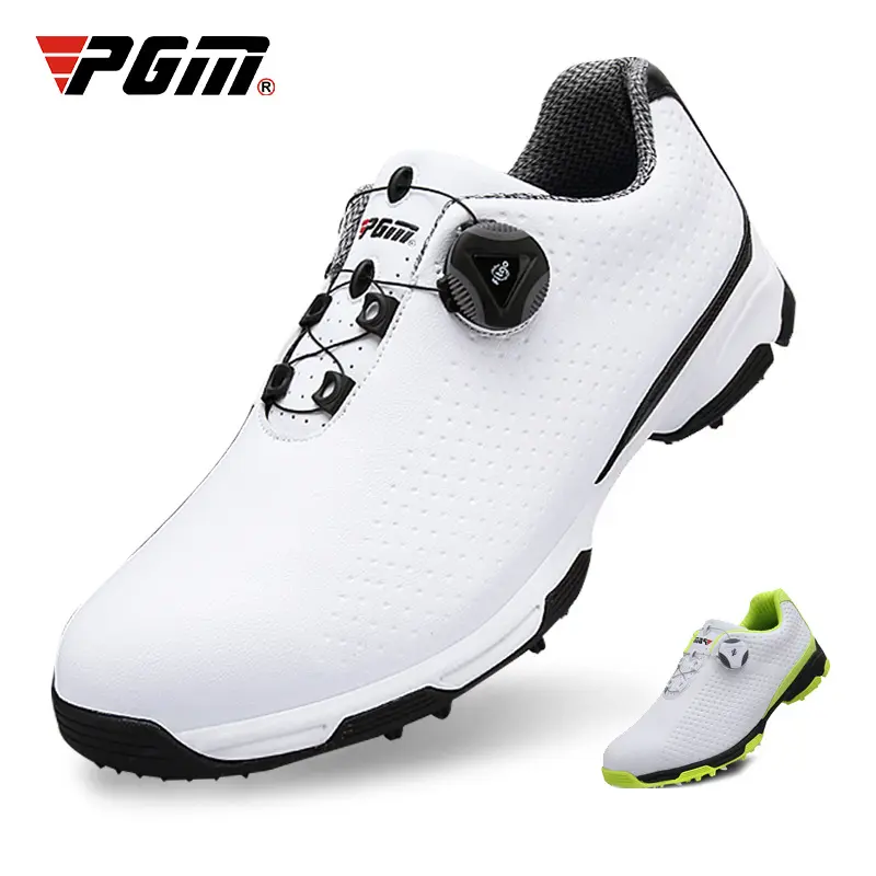 High Quality Lightweight Non Slip Microfiber Leather Spikes Waterproof White Men's Sports Athletic Professional Golf Shoes