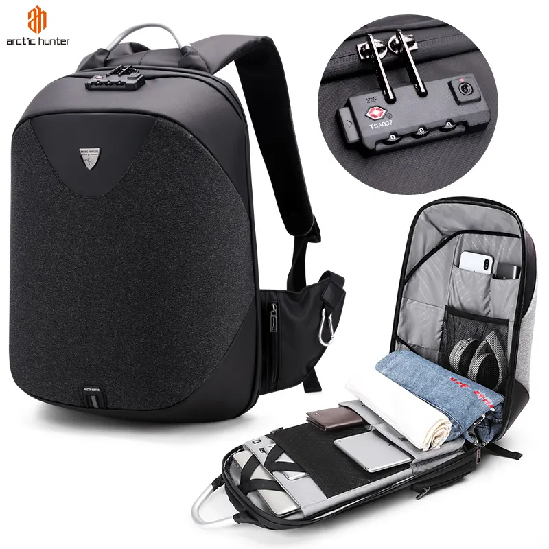 Mochila masculina com logo personalizado, antirroubo, com fecho tsa, antirroubo, bolsa para laptop