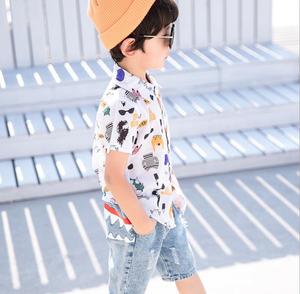Chemises à manches courtes en coton doux pour enfants, imprimées de dessins animés, vente en gros pour l'été, pour garçons de 2 à 6 ans - Product Image 3