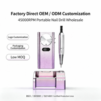 Perceuse à ongles sans fil professionnelle 45000 tr/min, vente en gros, OEM ODM personnalisée, directement de l'usine