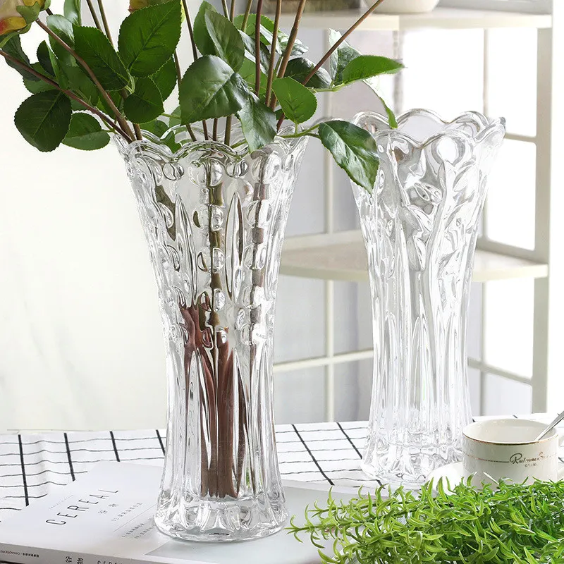 Florero de cristal transparente para centro de mesa de boda, florero decorativo de color