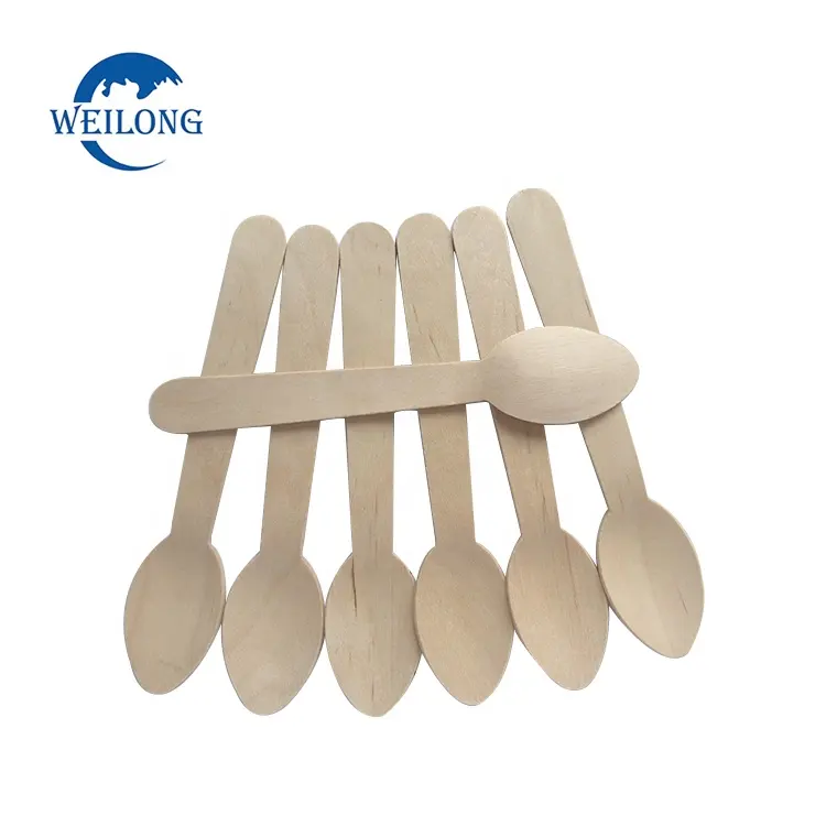 Bulk Wooden Spoons Wholesale Custom Disposable Bulk Small Large 140mm Wooden Cutlery Honey Spoon Fork Knife Set For Cooking